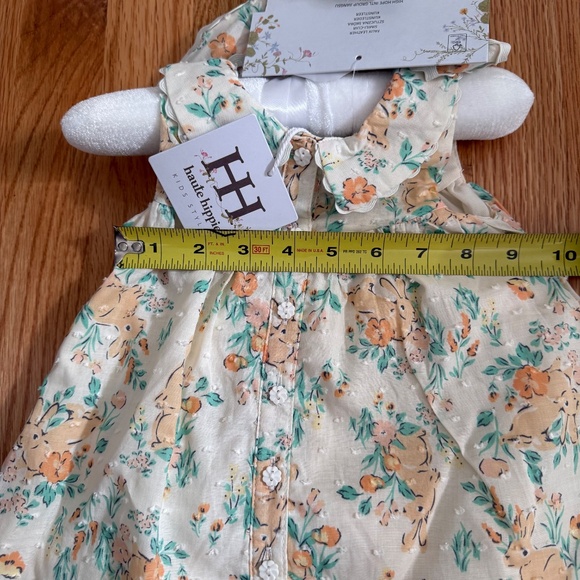 Haute Hippie Baby Girl Easter Dress W/Shoes, Bunny Ear Headband & Diaper Cover - Picture 13 of 16